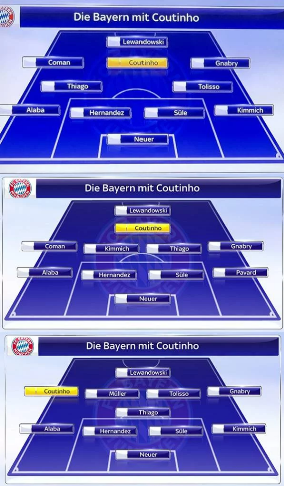 TRZY możliwe USTAWIENIA Bayernu z Coutinho w składzie